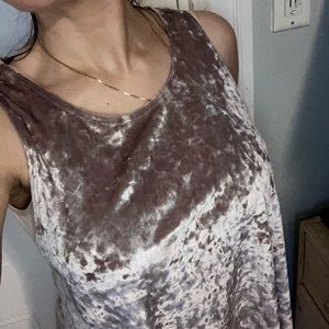 Pink scoop neck crushed velvet babydoll dress